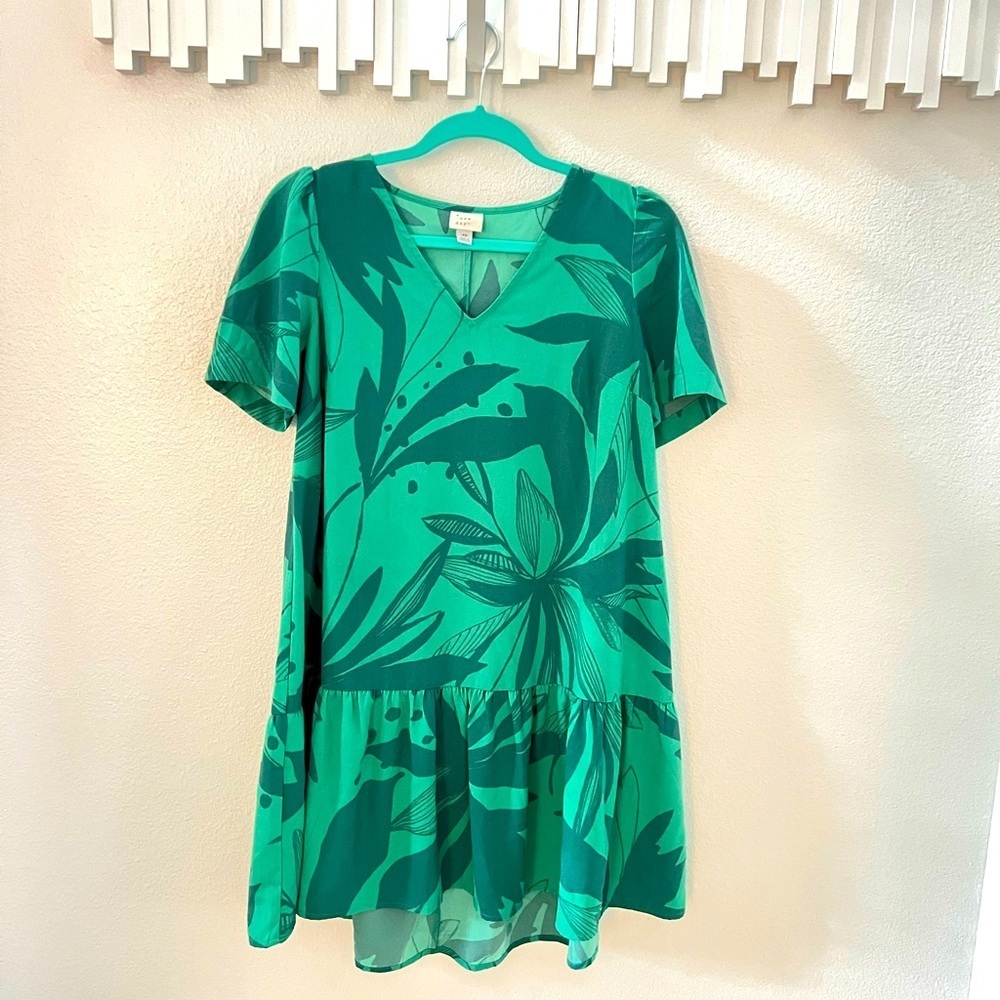 A NEW DAY | jungle leaf print loose drop waist dress